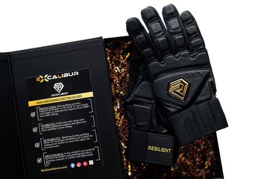 Resilient SFBL Excalibur Fastpitch Batting gloves - Black and Gold