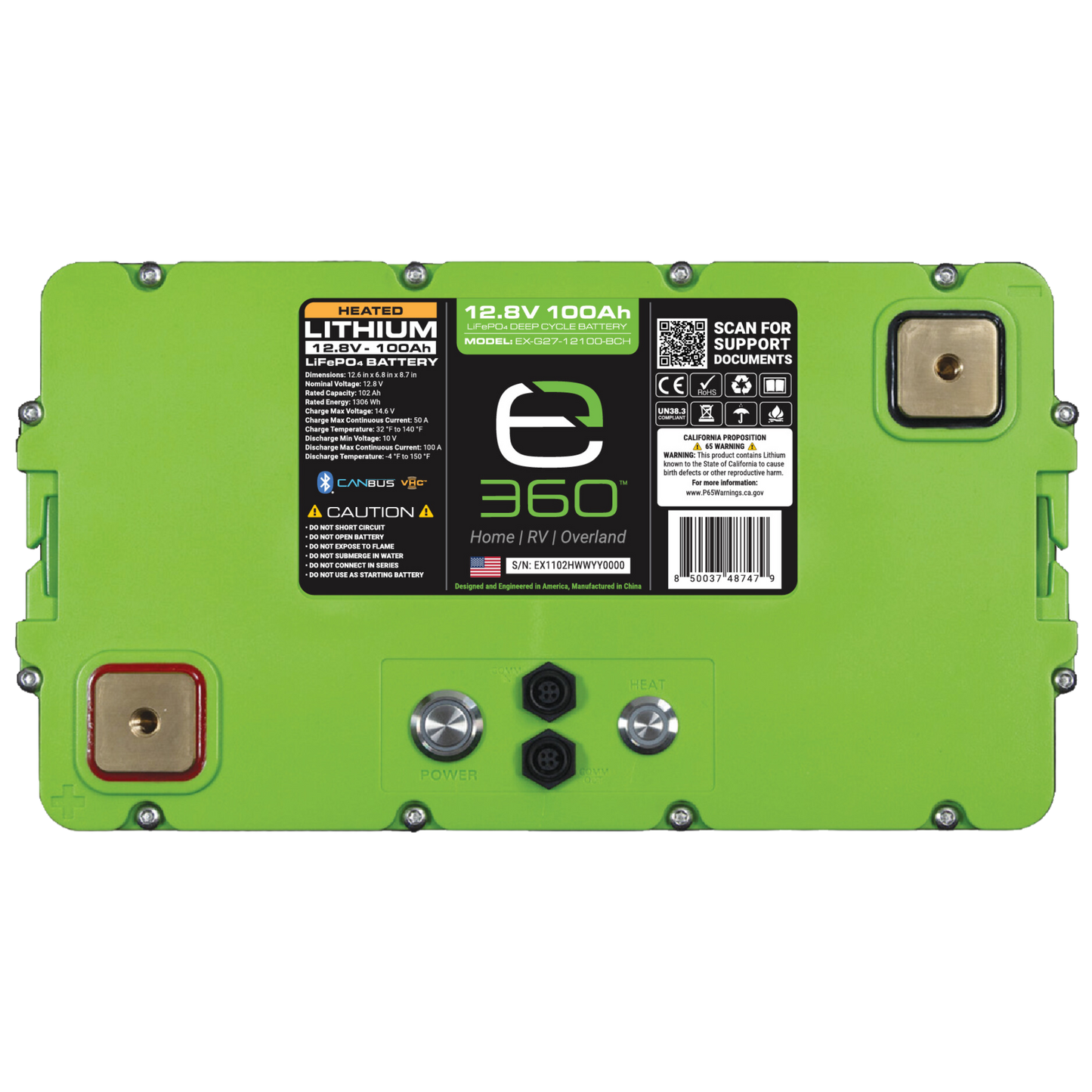 Expion360 12V 100Ah LiFePO4 Lithium Battery – Group 27, Bluetooth & Heated | Expion360