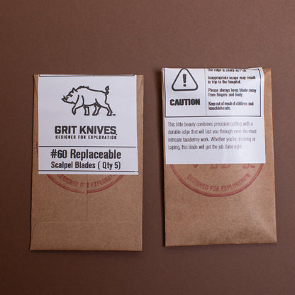 Grit Knives #60 Replaceable Scalpel Blades ( Qty 5)