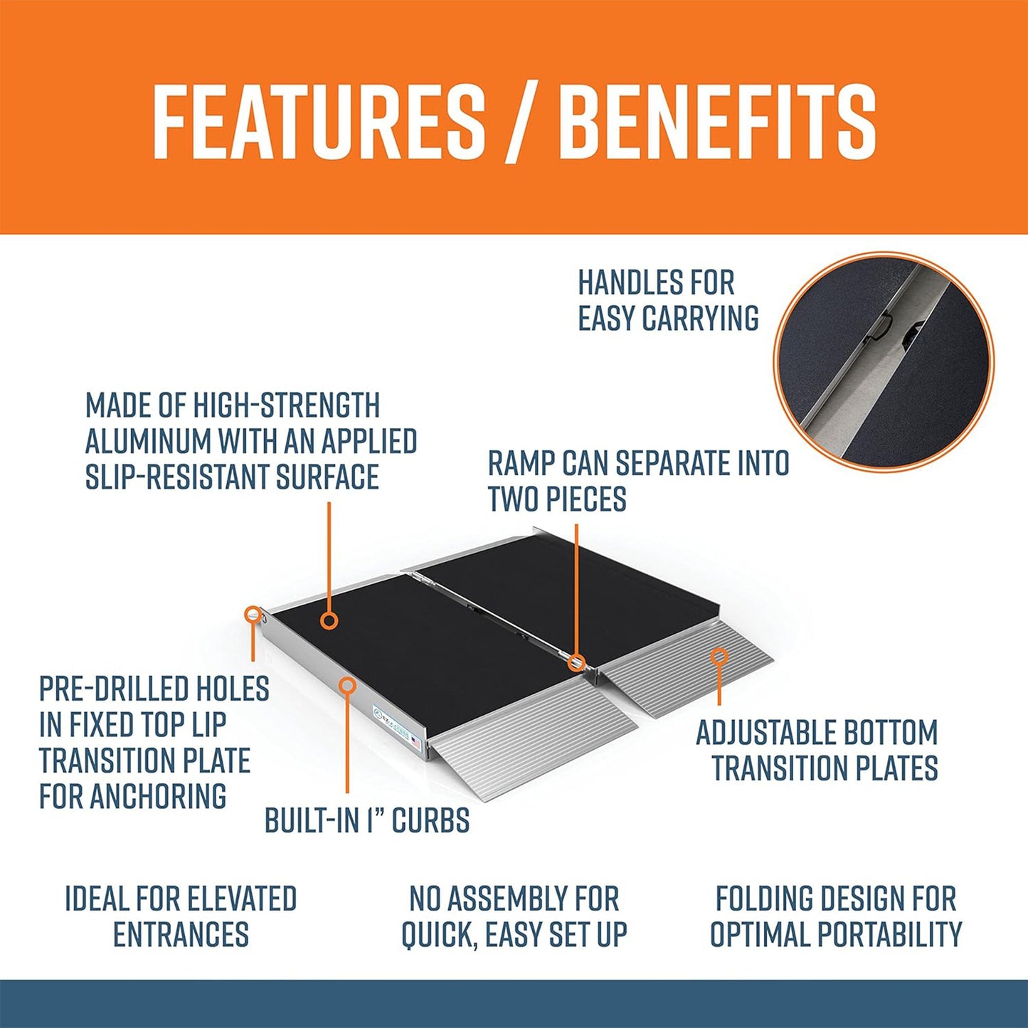 EZ - Access 3 Foot Suitcase Singlefold Portable Ramp w/Surface That Resists Slips - Angler's Pro Tackle & Outdoors