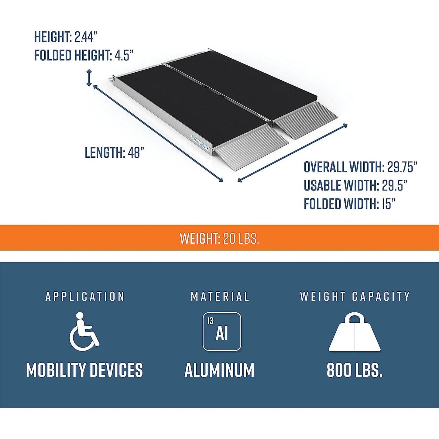 EZ - ACCESS 4 Foot Suitcase Singlefold Portable Ramp w/ Surface That Resists Slips - Angler's Pro Tackle & Outdoors