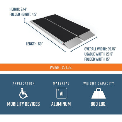 EZ - Access 5 Foot Suitcase Singlefold Portable Ramp w/Surface That Resists Slips - Angler's Pro Tackle & Outdoors