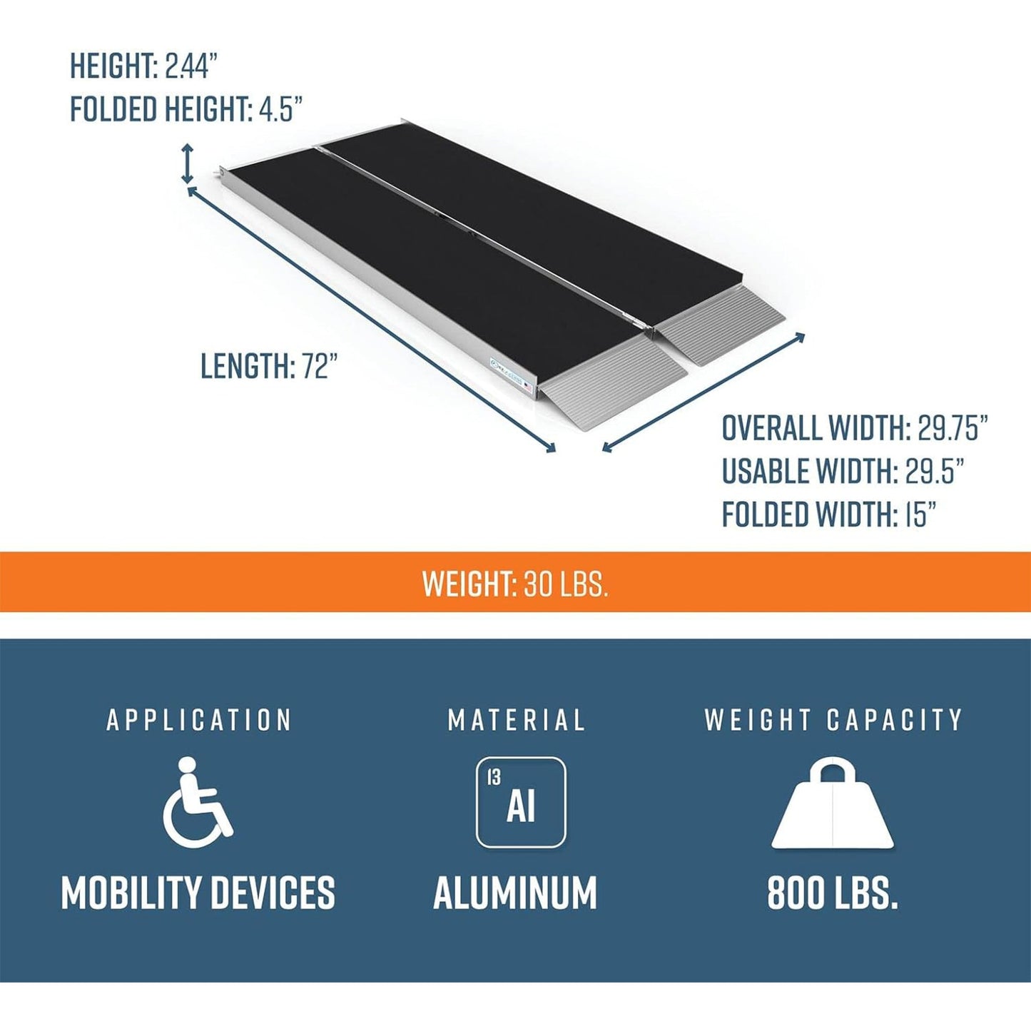 EZ - Access 6 Foot Suitcase Singlefold Portable Ramp w/Surface That Resists Slips - Angler's Pro Tackle & Outdoors