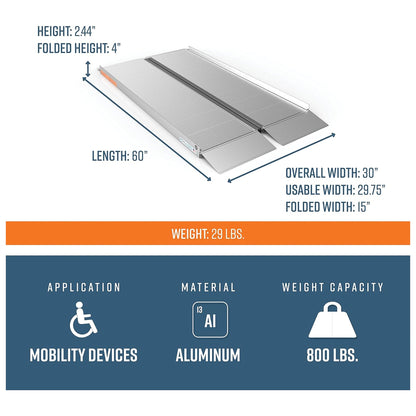 EZ - ACCESS SUITCASE 5’ x 30" Portable Singlefold Ramp for Scooters & Wheelchairs - Angler's Pro Tackle & Outdoors