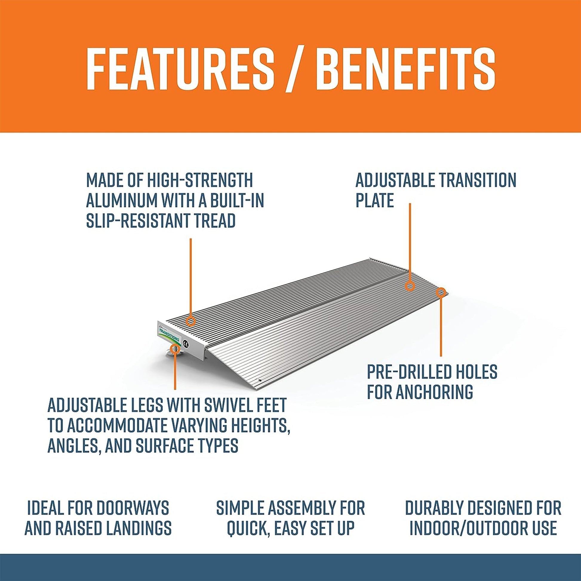 EZ - ACCESS TRANSITIONS 12” Portable Self Supporting Aluminum Angled Entry Ramp - Angler's Pro Tackle & Outdoors