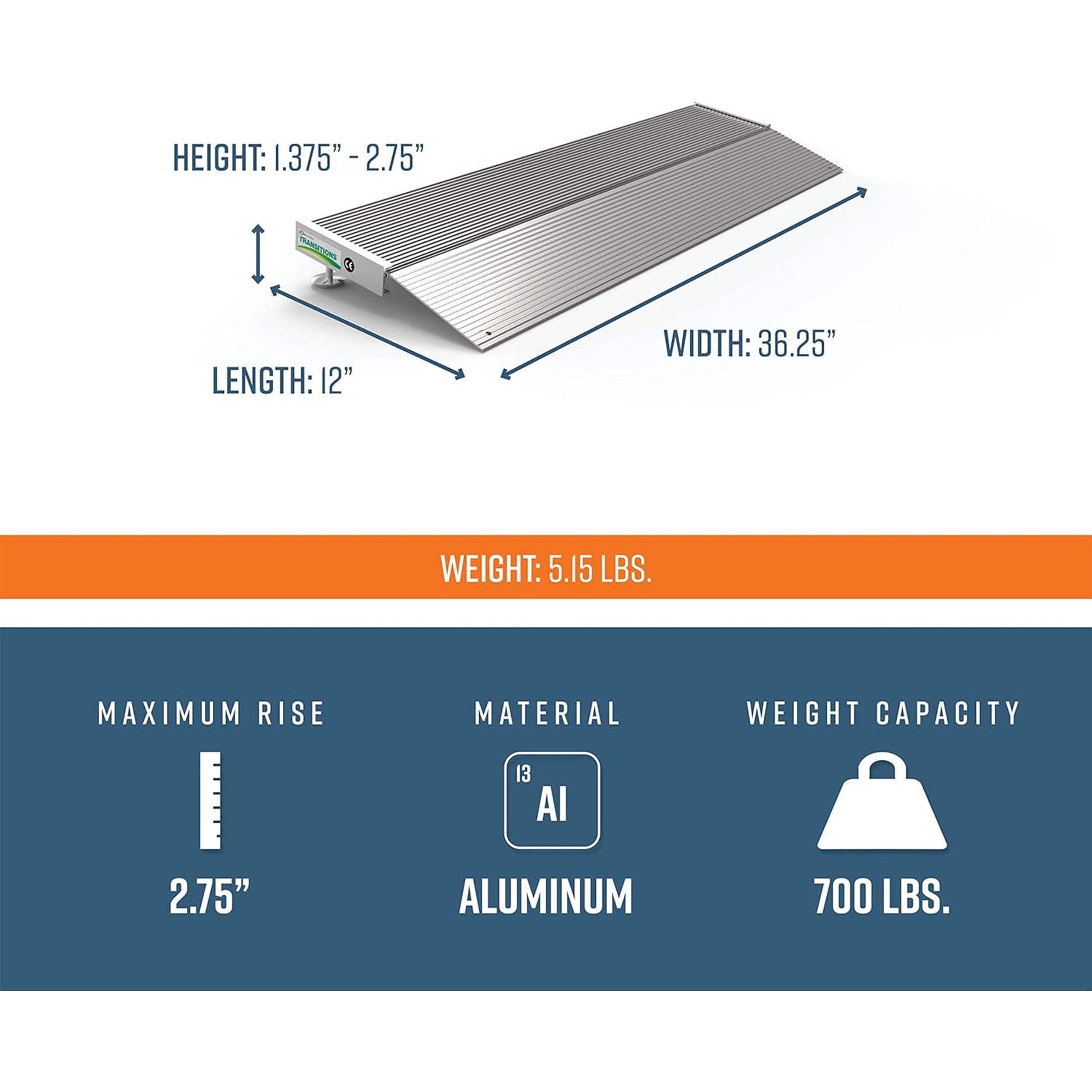 EZ - ACCESS TRANSITIONS 12” Portable Self Supporting Aluminum Angled Entry Ramp - Angler's Pro Tackle & Outdoors