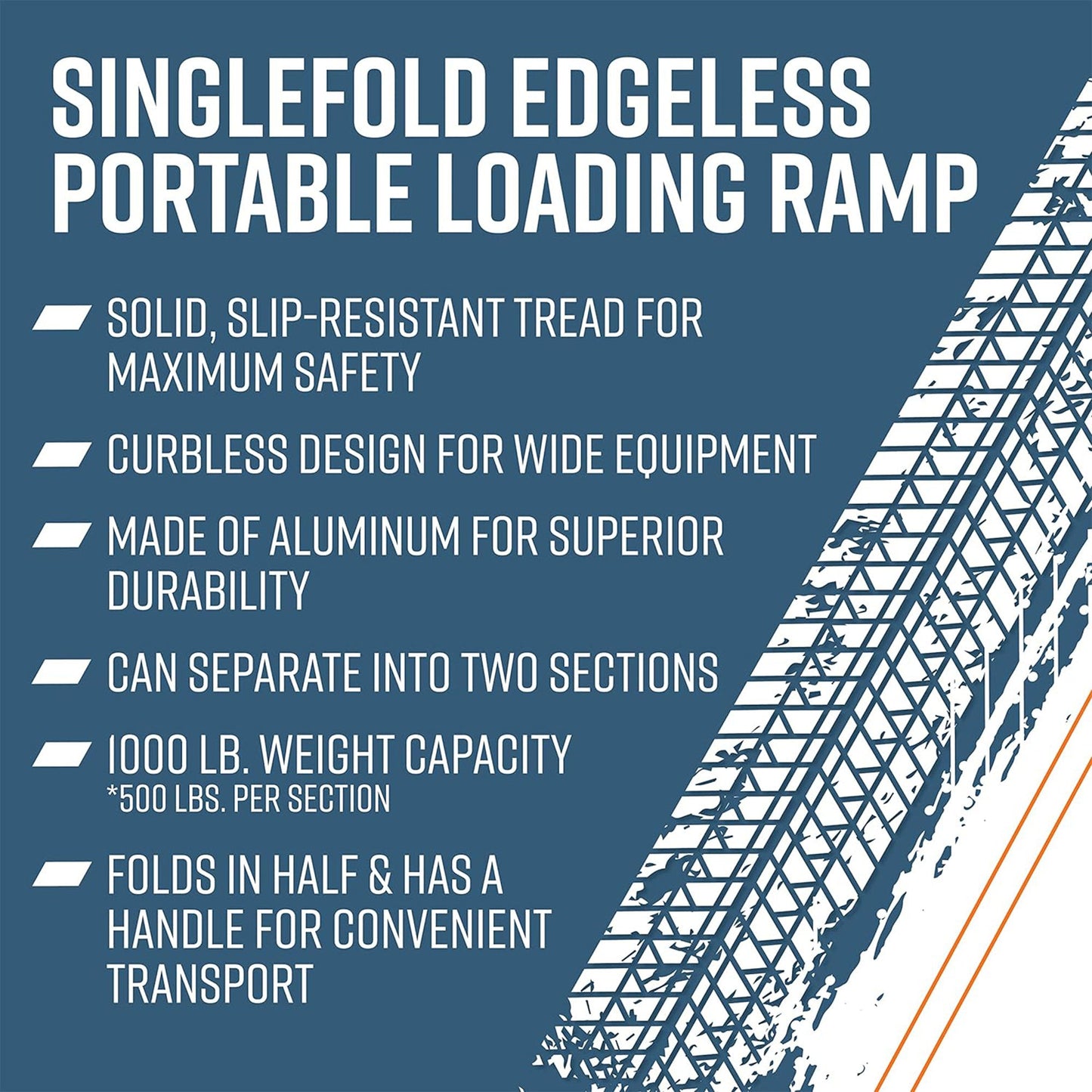 EZ - ACCESS TRAVERSE 8 Foot Singlefold Edgeless Portable Loading Ramp, Silver - Angler's Pro Tackle & Outdoors