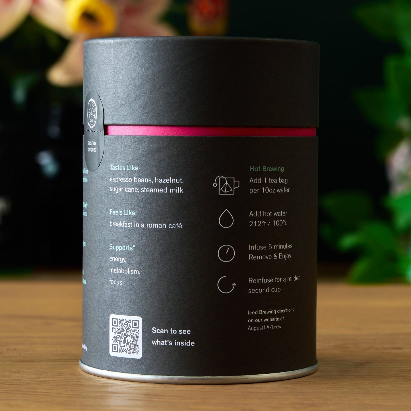 August Uncommon Tea Jet Black - Roasty Coffee Black Tea - 15 Tea Bags