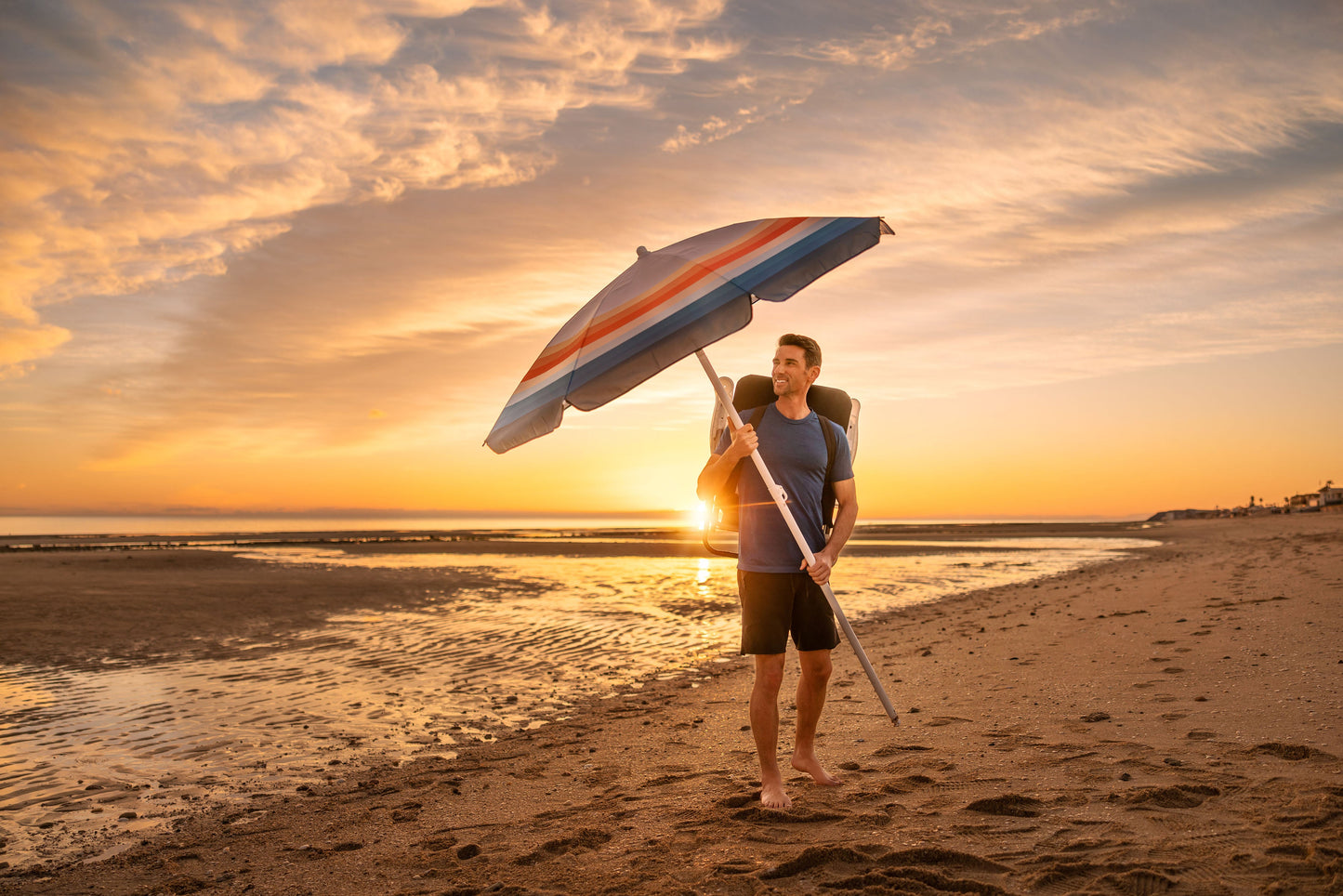 Picnic Time Monaco Reclining Beach Backpack Chair