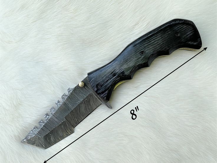 KBS Knives Tactical Urban Guardian Folding Pocket Knife – 8" Handmade Damascus Steel Blade, Pakka Wood Handle