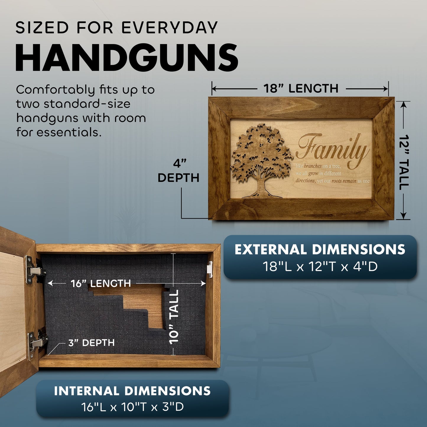 Bellewood Designs - Secured Gun Storage Cabinet with Family Branches (Black)