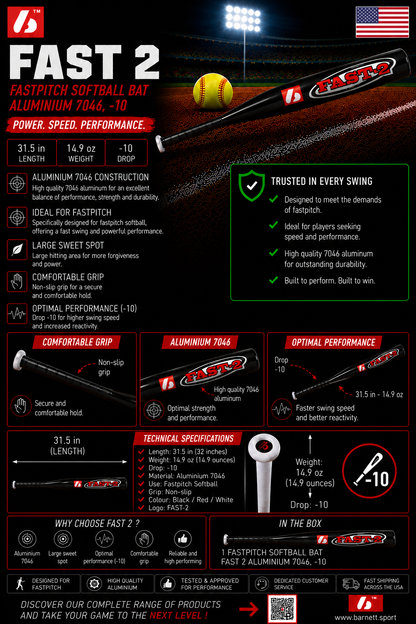 Barnett FAST-2 Softball bat FASTPITCH Aluminum 7046, -10