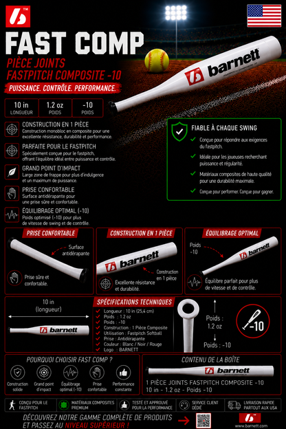 Barnett FAST COMP Softball bat FASTPITCH Composite, 33-23