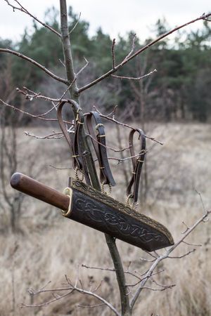 KBS Knives Custom Handmade Viking Seax Knife with Leather Sheath