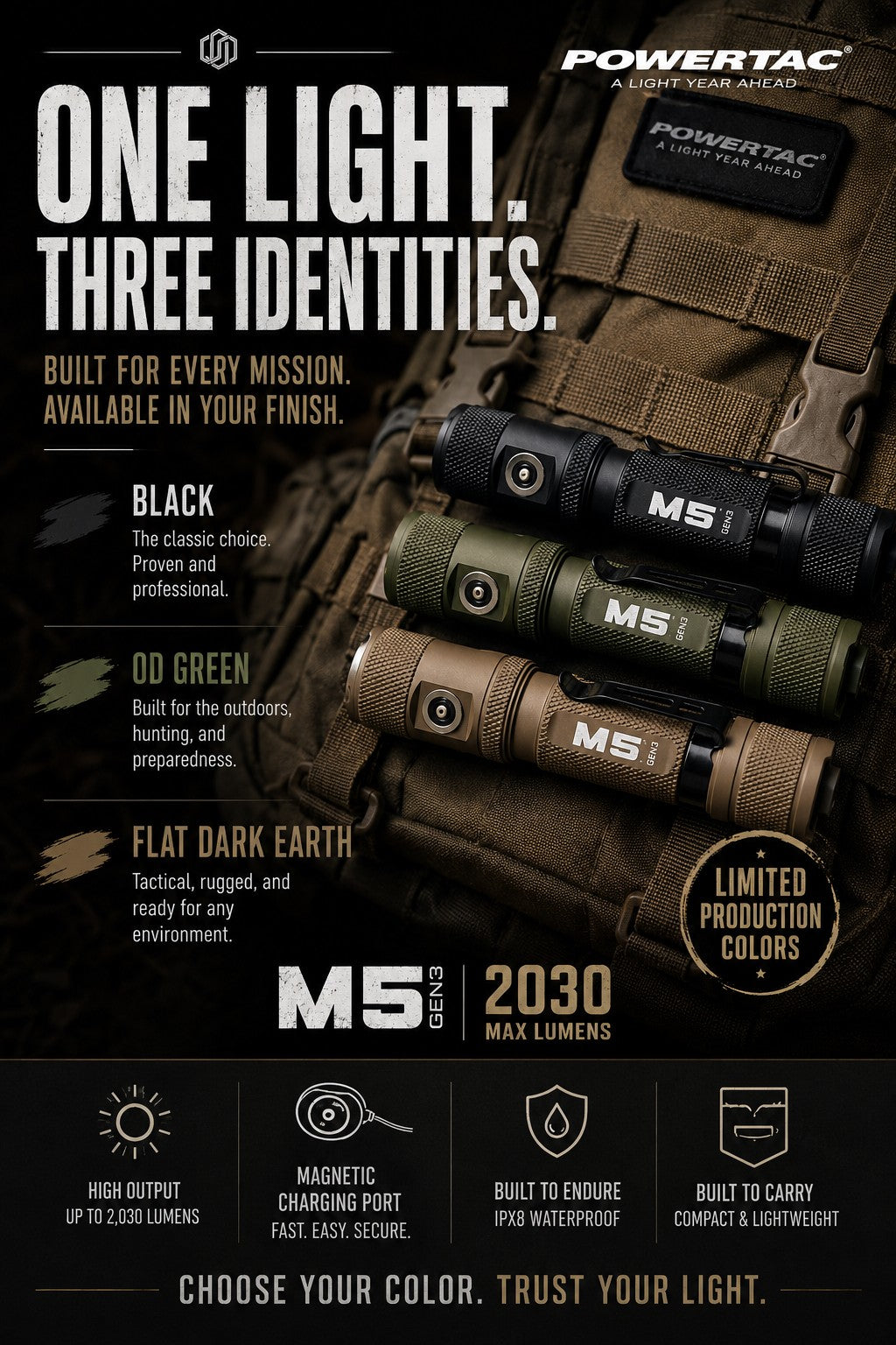 Powertac - M5 Gen3 - 2,030 Lumen EDC High Power Flashlight