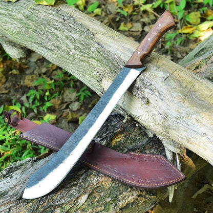 KBS Knives Trailblazer Camping Survival Knife – 19" Custom Handmade High Carbon Steel Blade with Rosewood Full Tang Handle