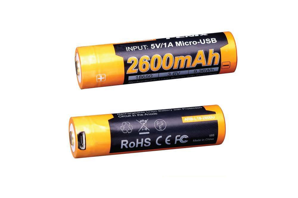 Fenix ARB - L18 - 2600U USB Rechargeable Li - ion 18650 Battery - Angler's Pro Tackle & Outdoors