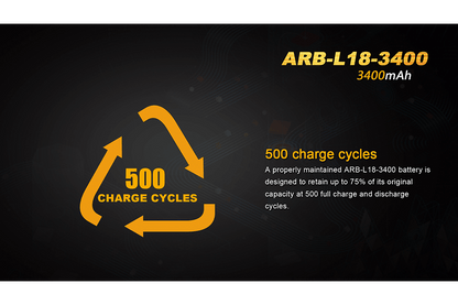 Fenix ARB - L18 - 3400mAh Rechargeable 18650 Battery - Angler's Pro Tackle & Outdoors