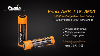 Fenix ARB - L18 - 3500 High - Capacity 18650 Battery - 3500mAh - Angler's Pro Tackle & Outdoors