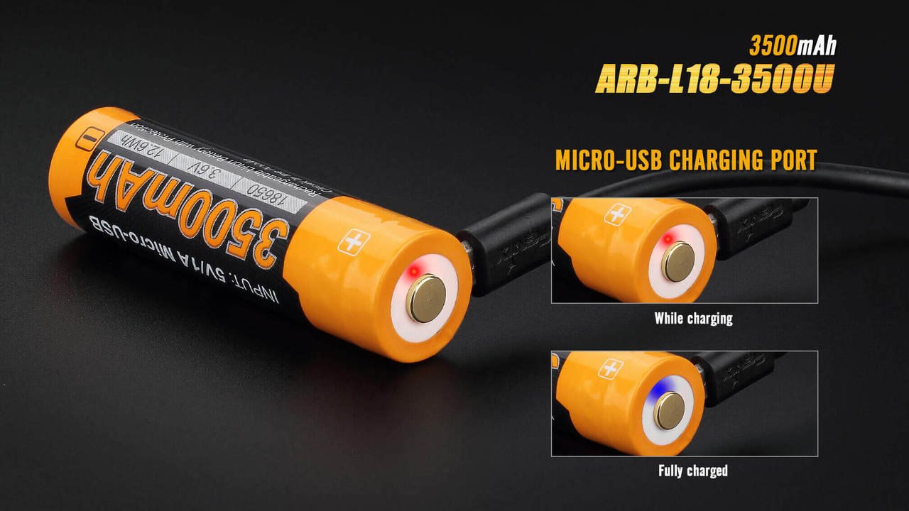 Fenix ARB - L18 - 3500U USB Rechargeable Li - ion 18650 Battery - Angler's Pro Tackle & Outdoors