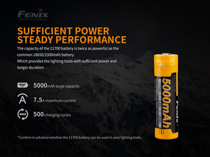 Fenix ARB - L21 - 5000 V2 Rechargeable 21700 Rechargeable Battery - Angler's Pro Tackle & Outdoors