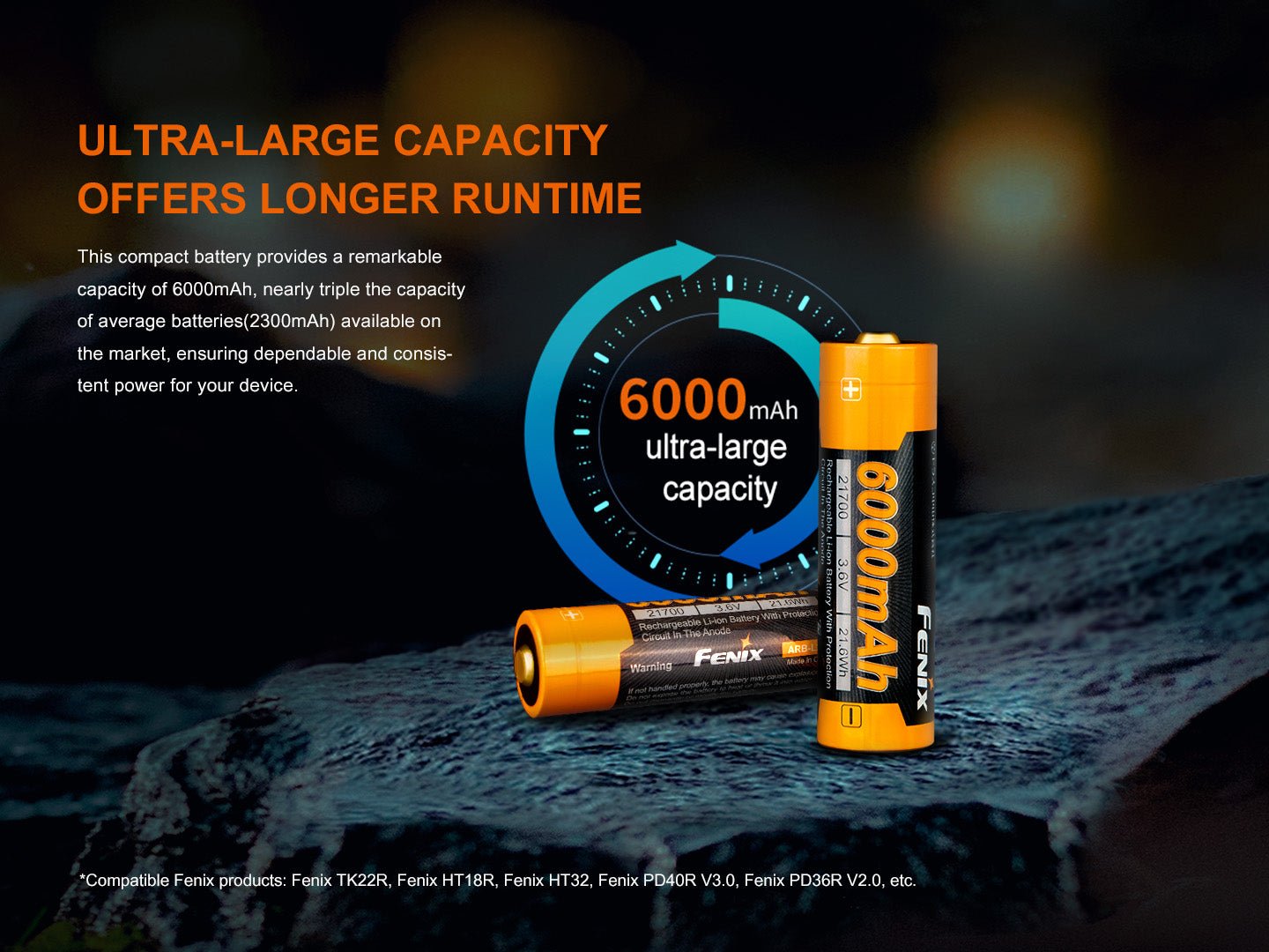 Fenix ARB - L21 - 6000 Rechargeable 21700 Li - ion Battery - 6000 mAh - Angler's Pro Tackle & Outdoors