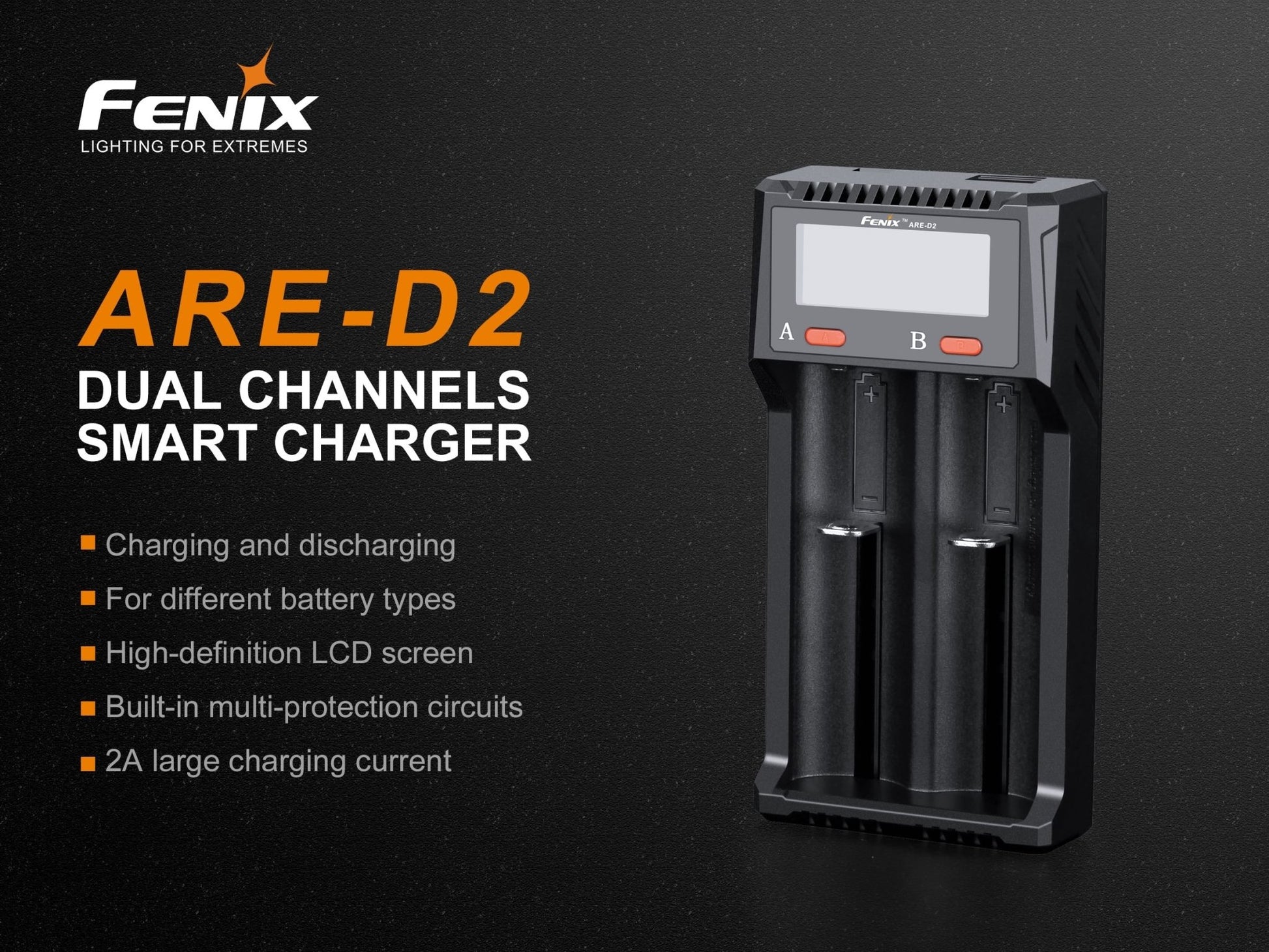 Fenix ARE - D2 Dual Channel Smart Battery Charger - Angler's Pro Tackle & Outdoors