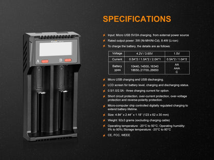 Fenix ARE - D2 Dual Channel Smart Battery Charger - Angler's Pro Tackle & Outdoors