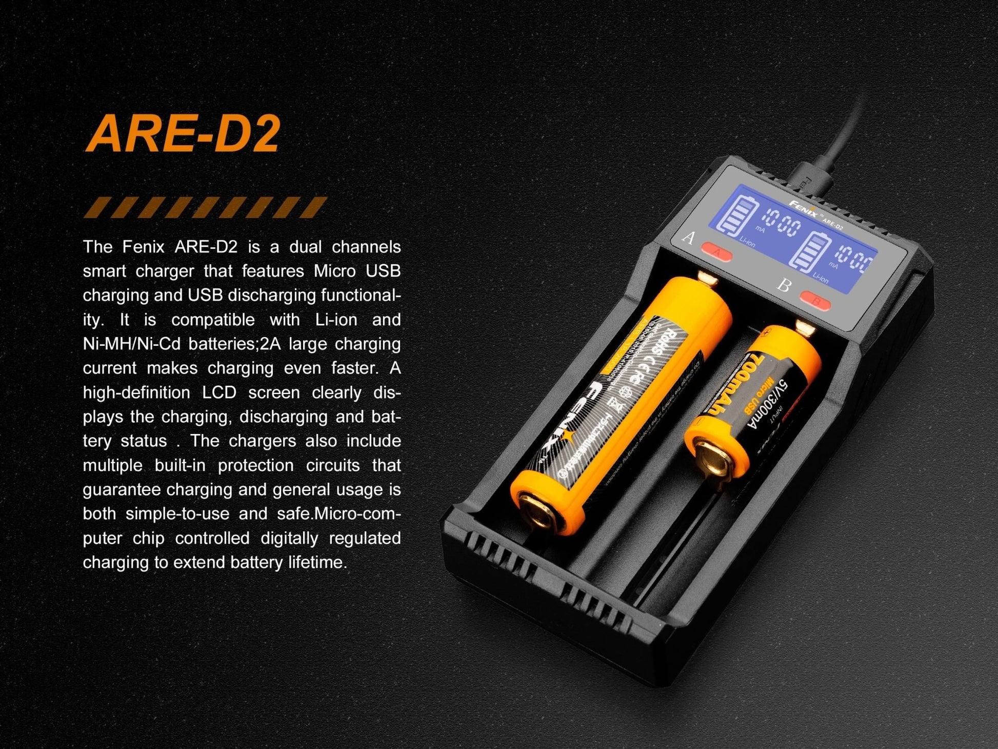 Fenix ARE - D2 Dual Channel Smart Battery Charger - Angler's Pro Tackle & Outdoors