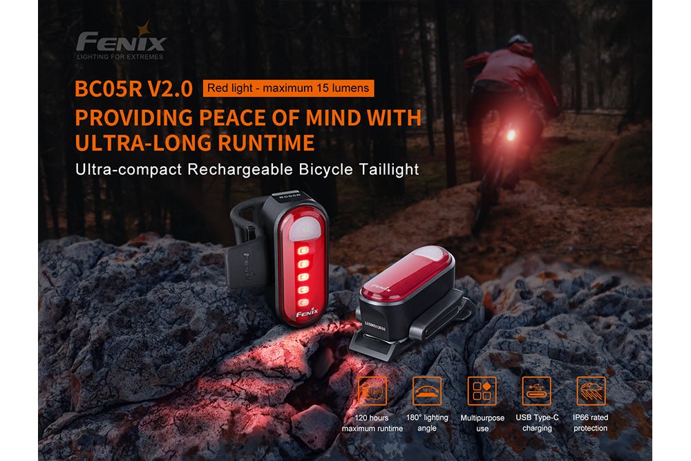 Fenix BC05R V2.0 Rechargeable Bicycle Tail Light - Angler's Pro Tackle & Outdoors