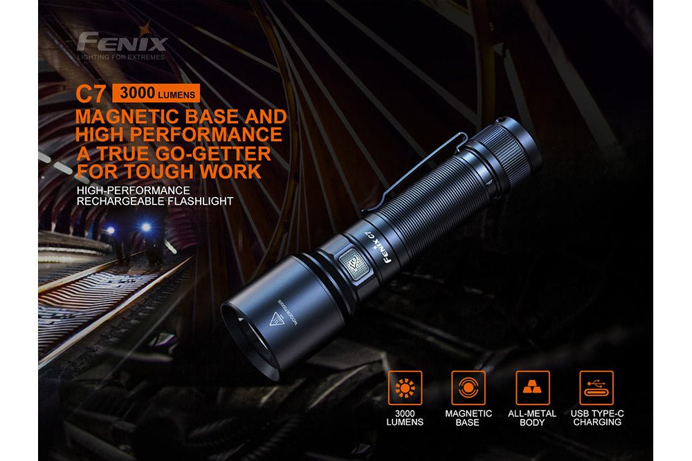 Fenix C7 High-performance Rechargeable LED Flashlight - 3000 Lumens - Angler's Pro Tackle & Outdoors