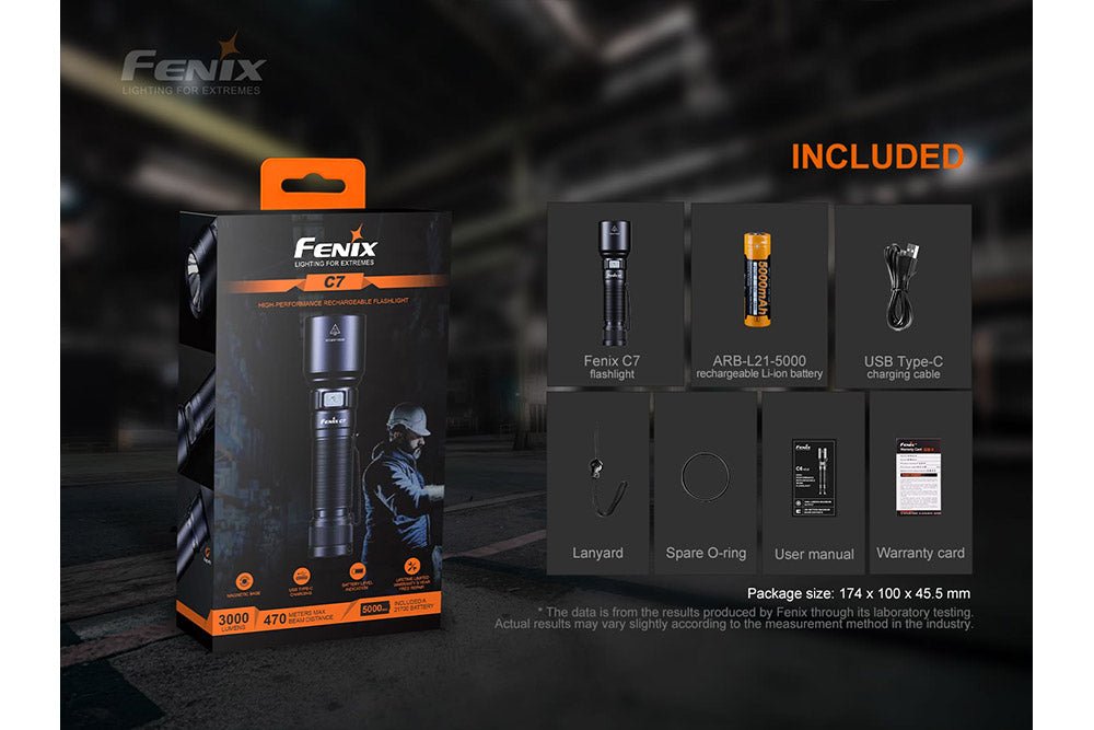 Fenix C7 High-performance Rechargeable LED Flashlight - 3000 Lumens - Angler's Pro Tackle & Outdoors