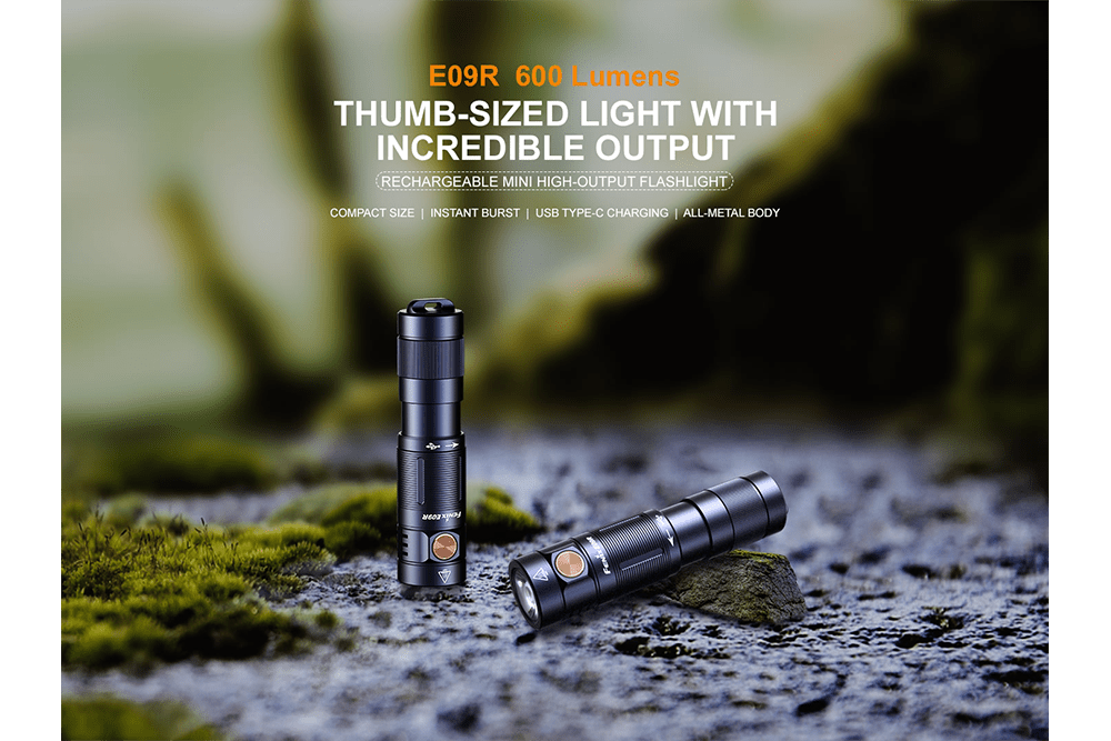 Fenix E09R Rechargeable High - Output Flashlight - 600 Lumens - Angler's Pro Tackle & Outdoors