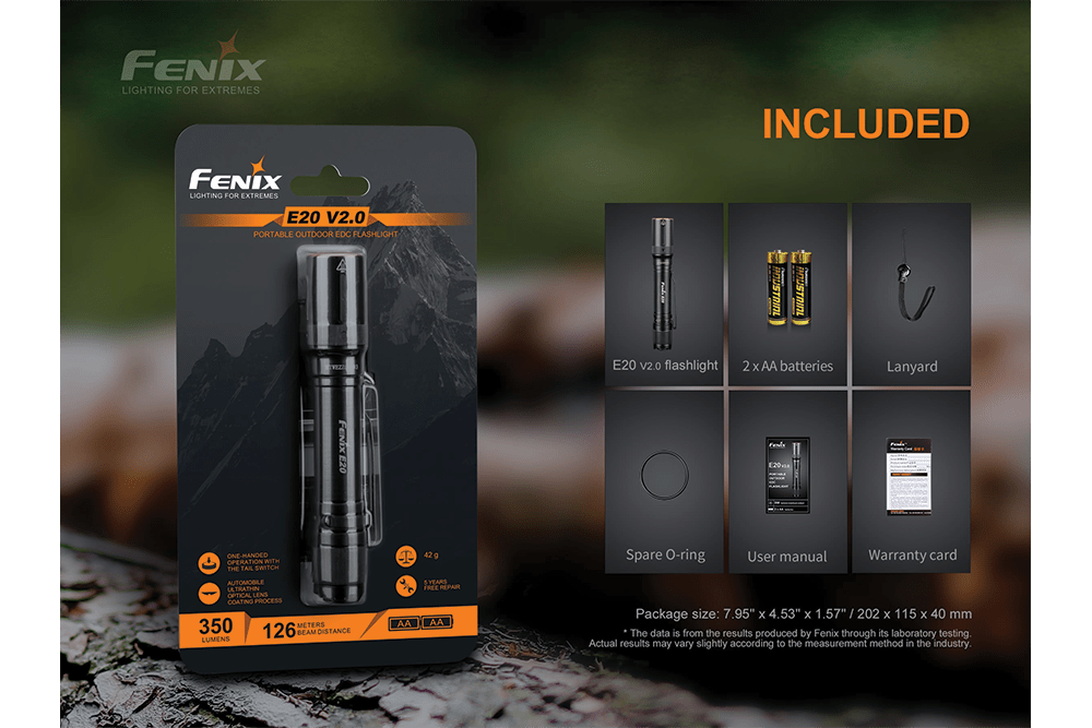 Fenix E20 V2.0 EDC Flashlight - 350 Lumens - Angler's Pro Tackle & Outdoors