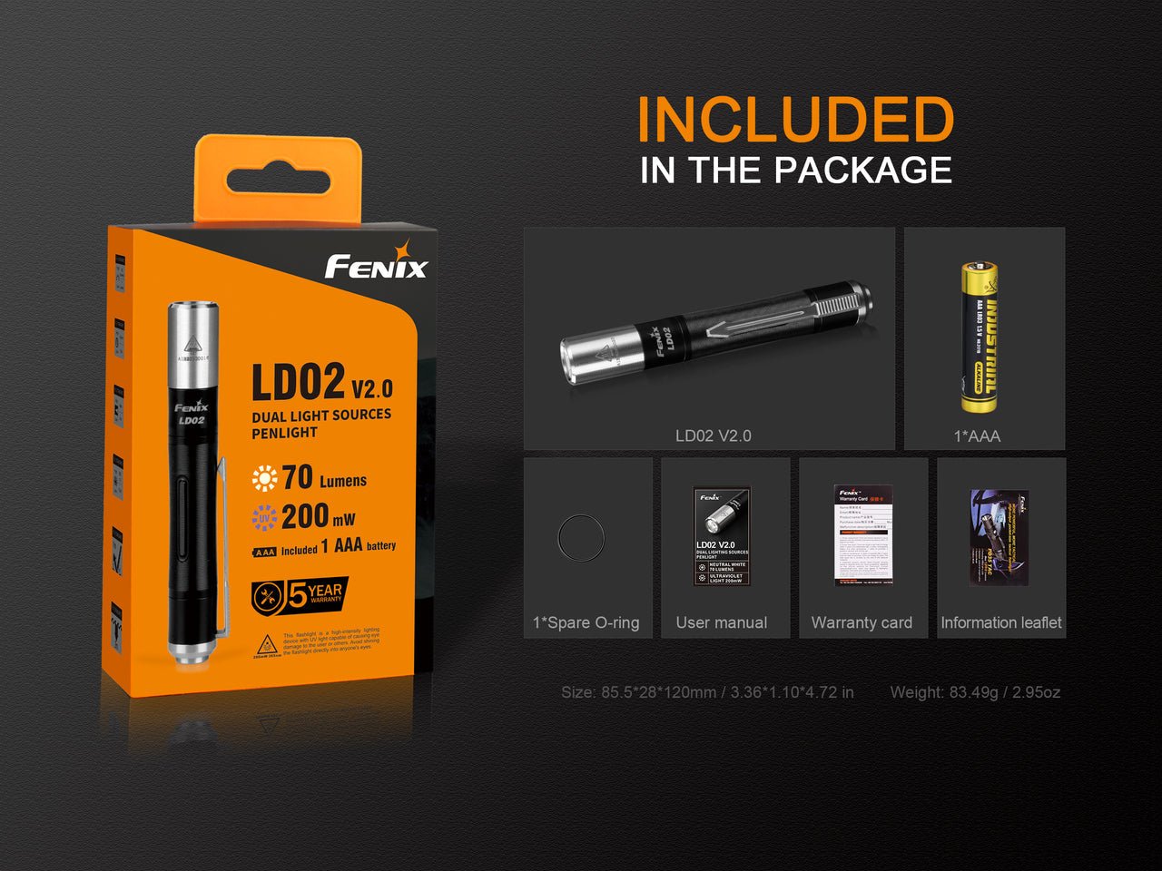 Fenix LD02 V2.0 EDC LED Penlight with UV Lighting - Angler's Pro Tackle & Outdoors