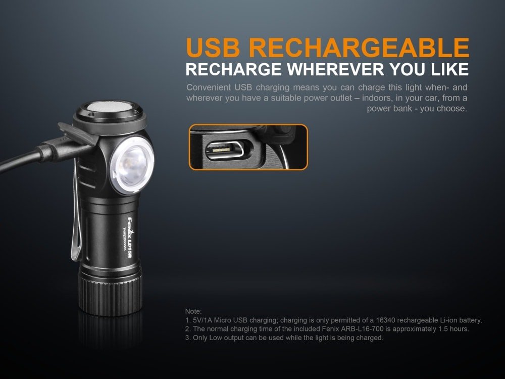 Fenix LD15R Right-Angled Rechargeable LED Flashlight - Angler's Pro Tackle & Outdoors