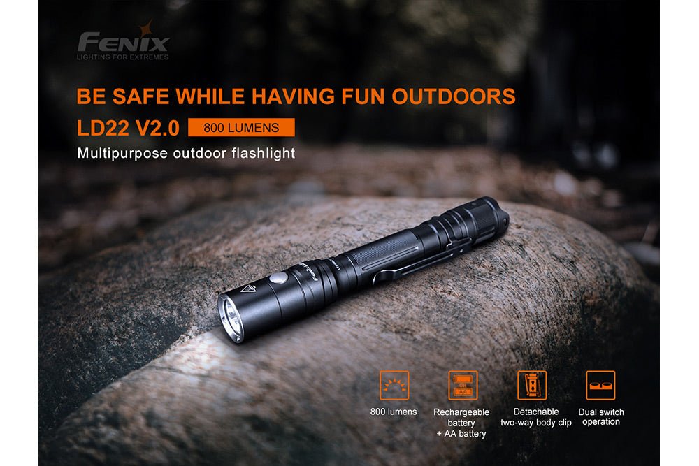 Fenix LD22 V2 Compact LED Flashlight - 800 Lumens - Angler's Pro Tackle & Outdoors