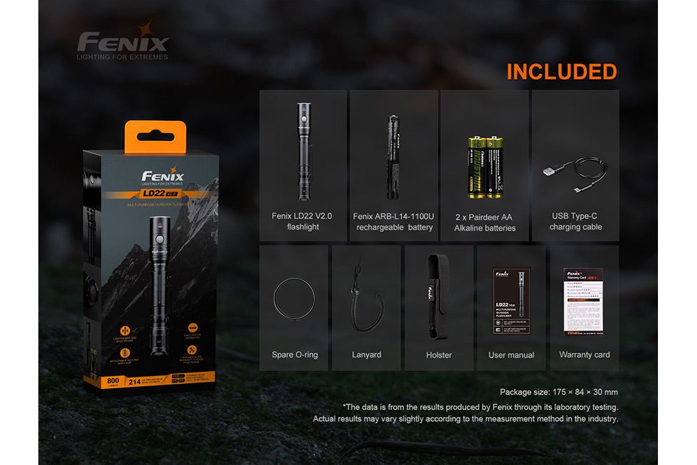 Fenix LD22 V2 Compact LED Flashlight - 800 Lumens - Angler's Pro Tackle & Outdoors