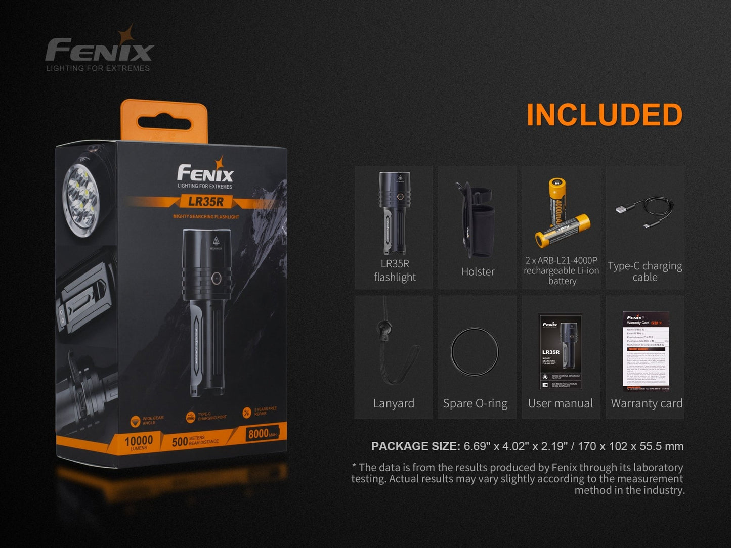 Fenix LR35R Rechargeable LED Flashlight - 10,000 Lumens - Angler's Pro Tackle & Outdoors