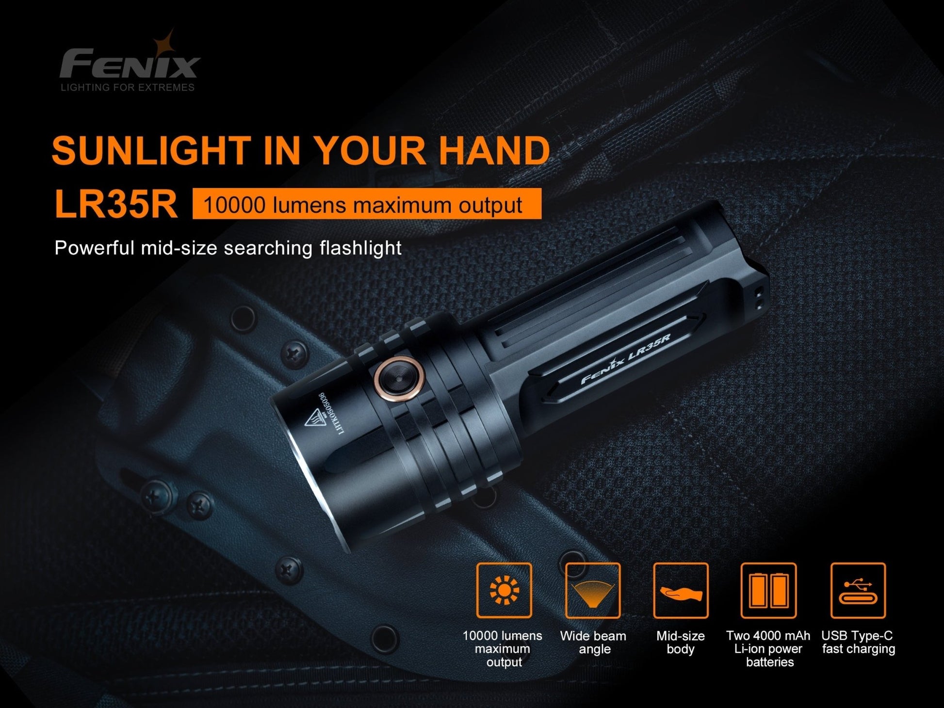 Fenix LR35R Rechargeable LED Flashlight - 10,000 Lumens - Angler's Pro Tackle & Outdoors