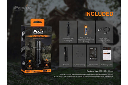 Fenix PD36 TAC Tactical Flashlight - 3000 Lumens - Angler's Pro Tackle & Outdoors