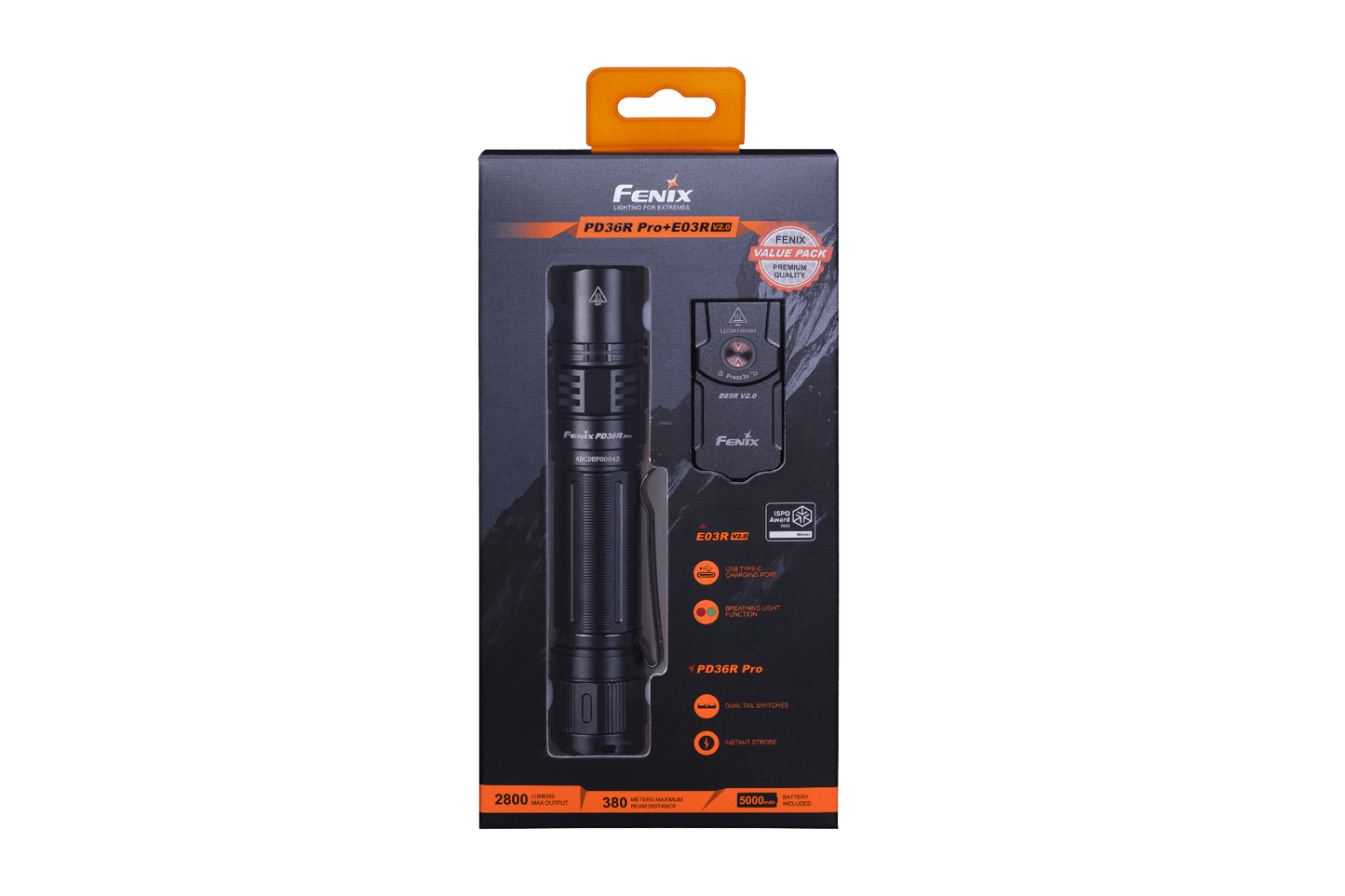 Fenix PD36R Pro 2800 Lumen Flashlight + Free E03Rv2 (optional) - Angler's Pro Tackle & Outdoors