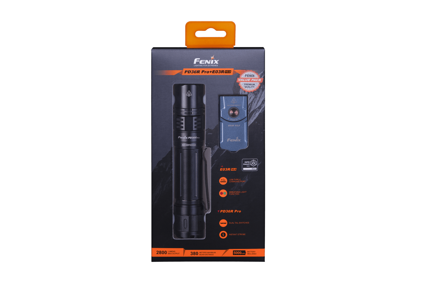 Fenix PD36R Pro 2800 Lumen Flashlight + Free E03Rv2 (optional) - Angler's Pro Tackle & Outdoors