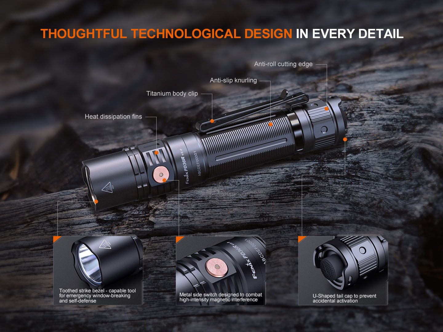 Fenix PD36R V2 Compact Rechargeable Tactical Flashlight - 1700 Lumens - Angler's Pro Tackle & Outdoors