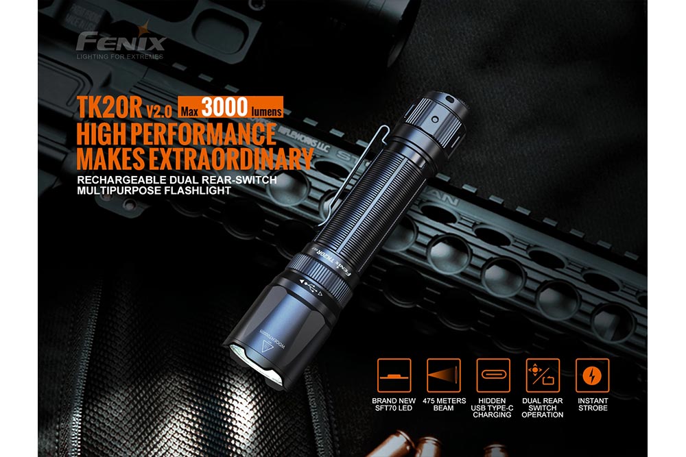 Fenix TK20R V2.0 Rechargeable LED Flashlight - 3000 Lumens - Angler's Pro Tackle & Outdoors