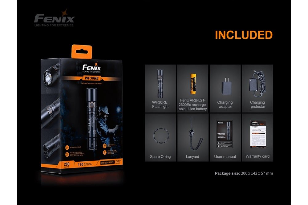 Fenix WF30RE Intrinsically Safe Flashlight - 280 Lumens - Angler's Pro Tackle & Outdoors