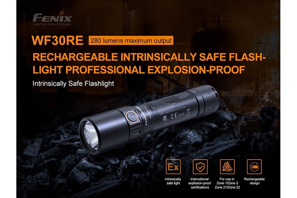 Fenix WF30RE Intrinsically Safe Flashlight - 280 Lumens - Angler's Pro Tackle & Outdoors