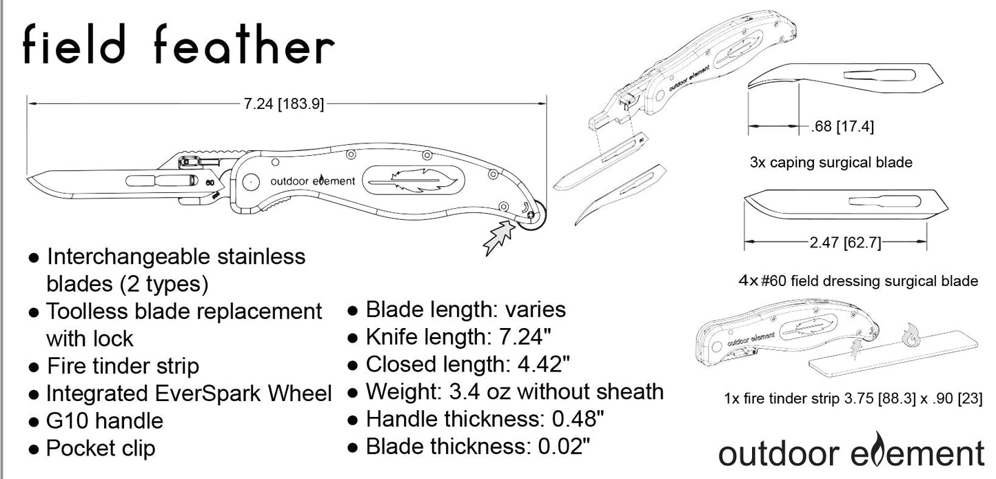 Field Feather Folding Replaceable Blade Knife - Angler's Pro Tackle & Outdoors