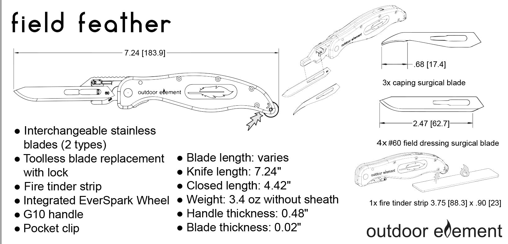 Field Feather Folding Replaceable Blade Knife - Angler's Pro Tackle & Outdoors