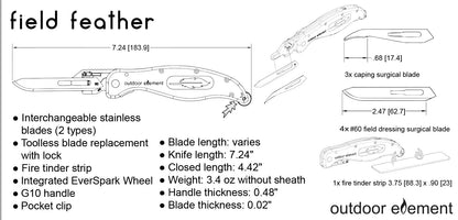 Field Feather Folding Replaceable Blade Knife - Angler's Pro Tackle & Outdoors